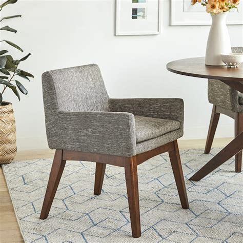 Chanel Walnut & Volcanic Grey Fabric Dining Armchair 